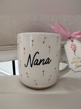 Nana Floral Ceramic Mug - Pink Tulip Accents NWT